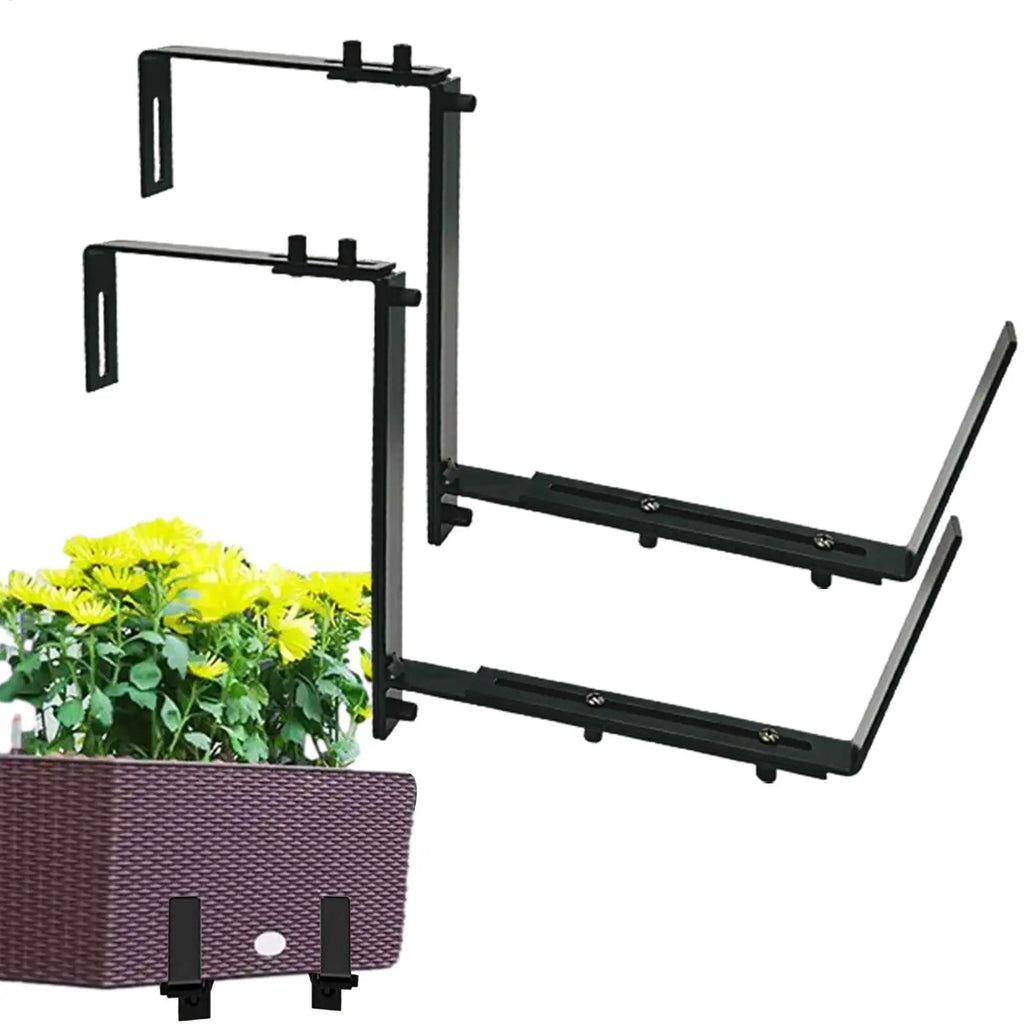 Adjustable Metal Window Box Brackets & Flower Pot Holder 2-Pack Plant Pot Bracket QXL