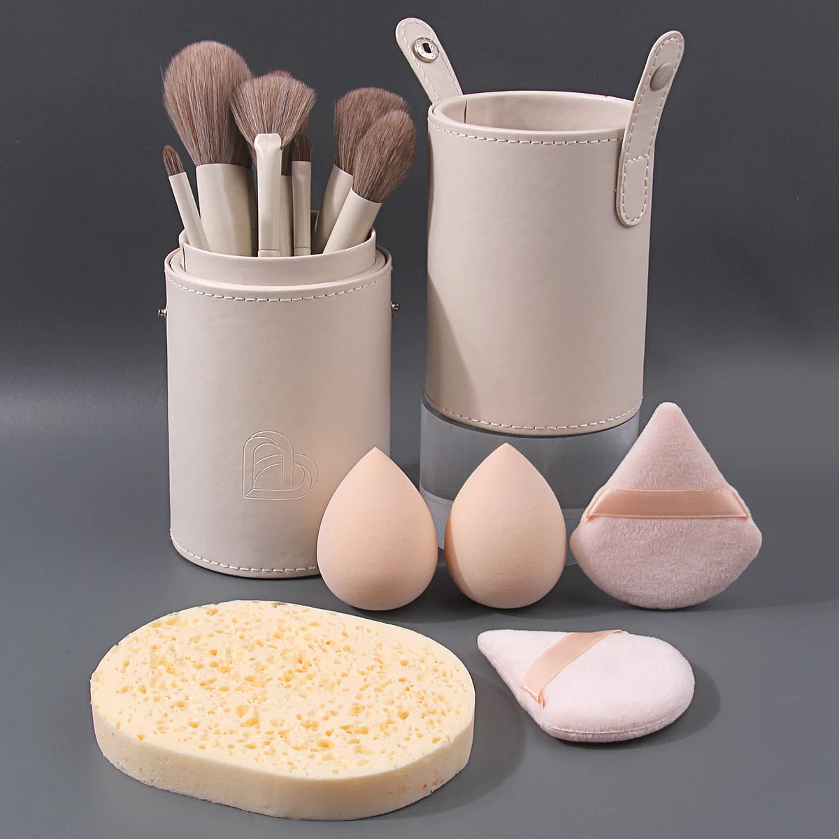 16-Pc Makeup Brush Set with Holder, Sponge & Powder Puff Makeup Brush Set QXL