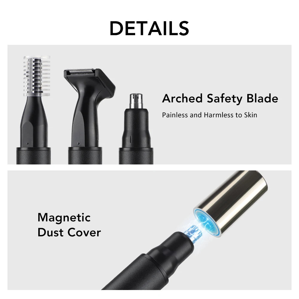 3-in-1 Electric Nose & Ear Hair Trimmer | LED USB Rechargeable Electric Hair Trimmer QXL