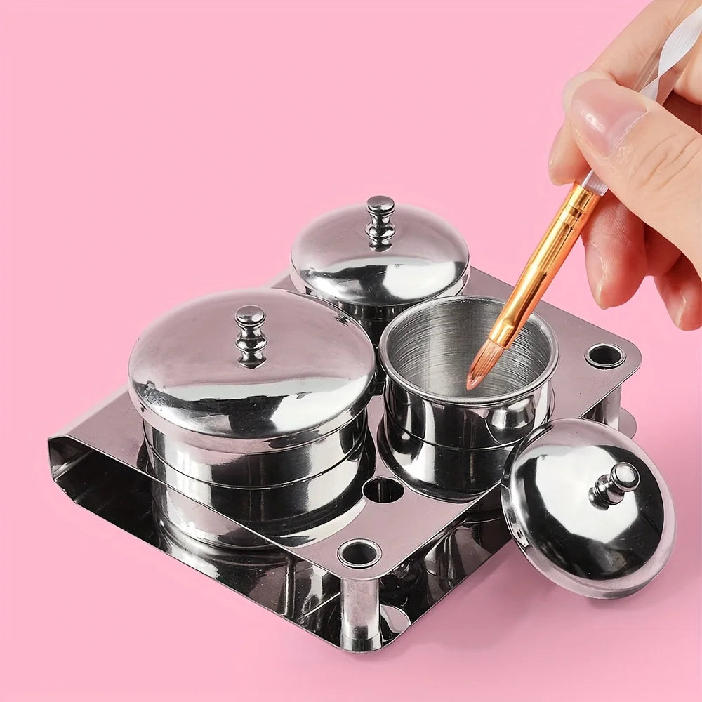 3-Pc Stainless Steel Dappen Dish Set | Nail Art Liquid Cups Nail Art Container Set QXL