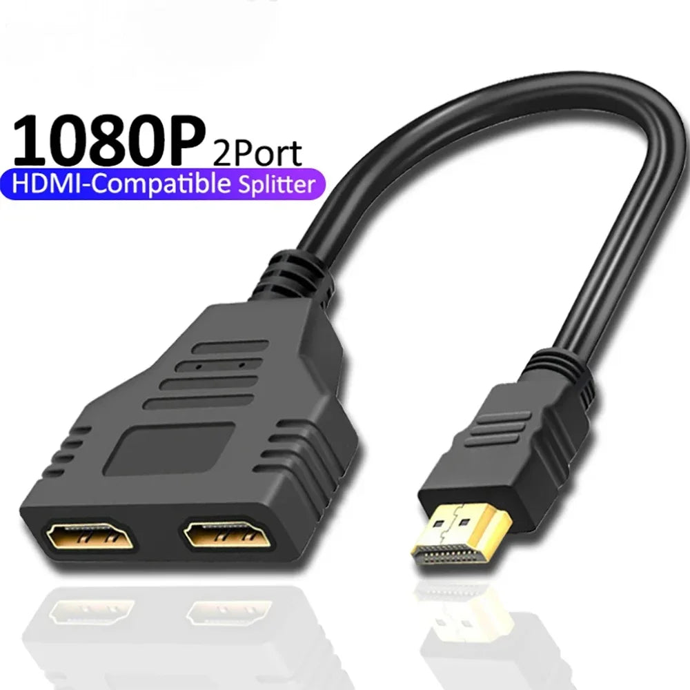 HDMI Splitter Cable 1 Male to 2 Female 30cm | 4K 3D ARC HDMI Splitter Cable QXL black