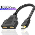 HDMI Splitter Cable 1 Male to 2 Female 30cm | 4K 3D ARC HDMI Splitter Cable QXL black