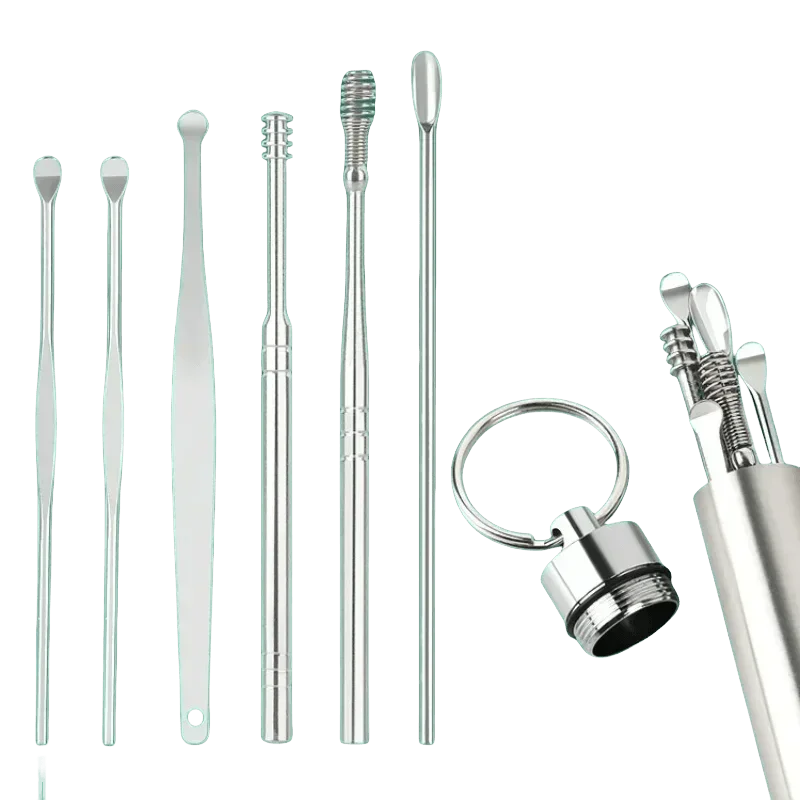 6-Pc Stainless Steel Ear Wax Removal Spiral Spoon Set Ear Wax Removal Set QXL M261 6pcs