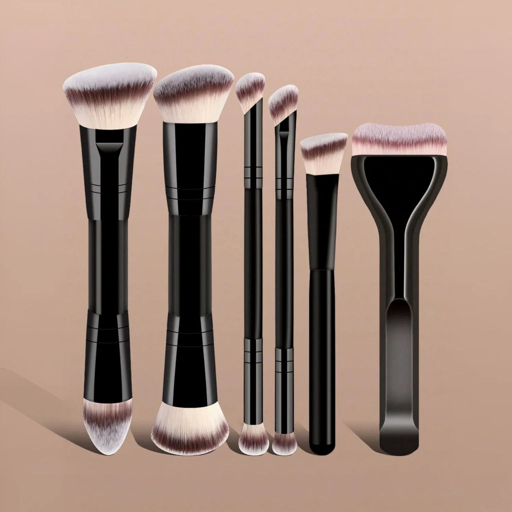 LUXEBLEND 6-Pc Dual-Ended Travel Makeup Brush Set Makeup Brush Set QXL