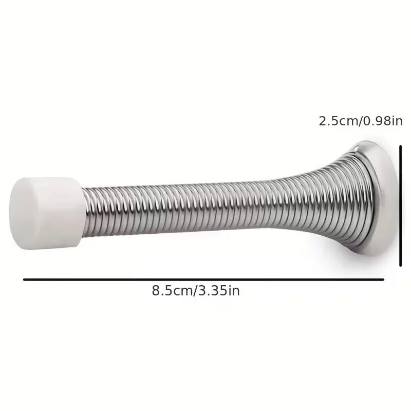 Heavy-Duty Spring Door Stopper 85mm – Anti-Pinch Brushed Metal Spring Door Stopper QXL