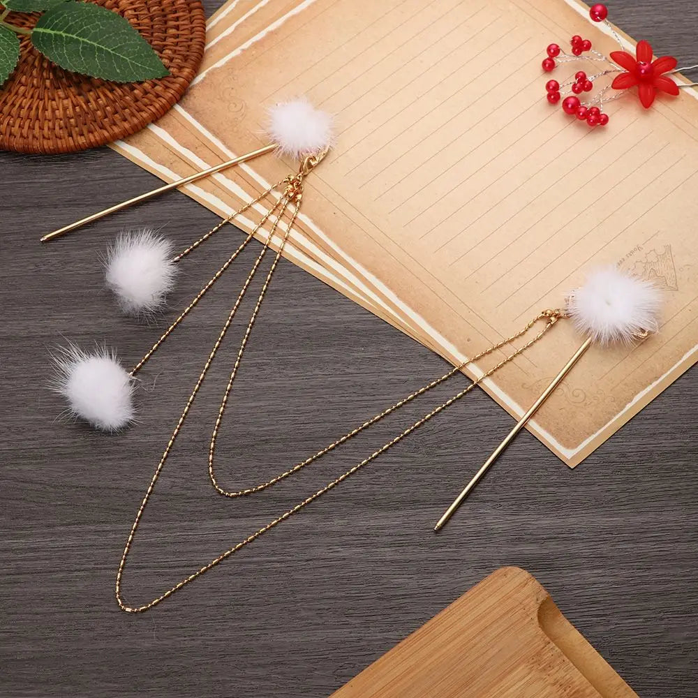 Retro Pearl Tassel Hair Stick | Hanfu Chinese Hairpin Gold Tassel Hair Stick QXL