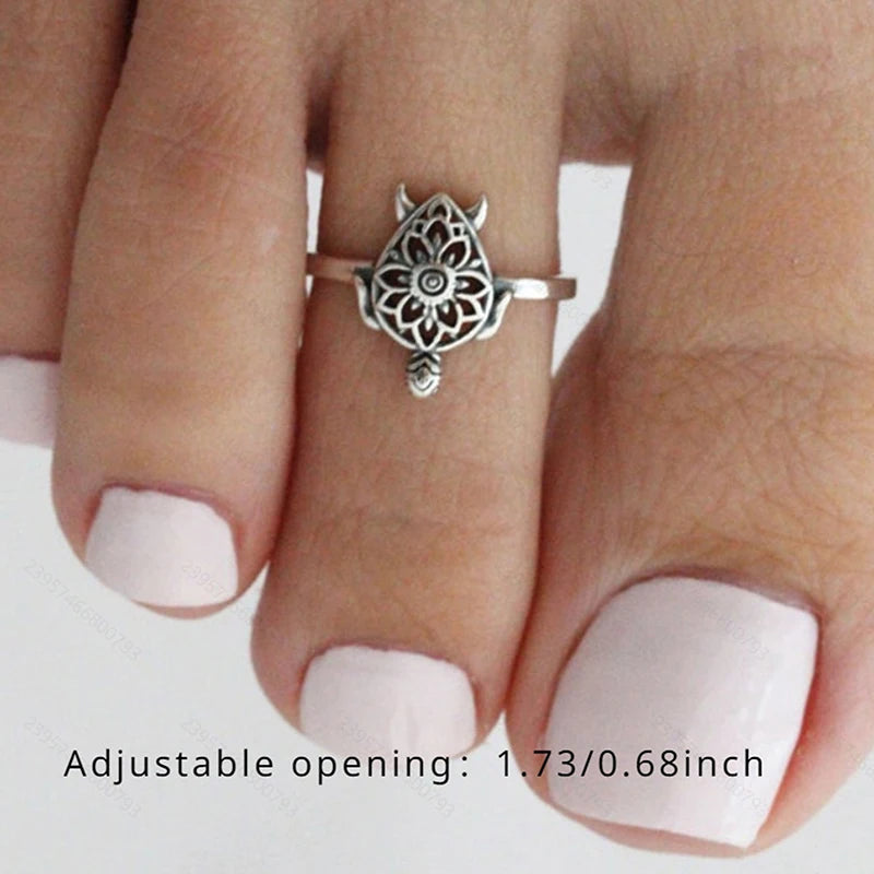 Sea Turtle Adjustable Toe Ring | Boho Beach Foot Jewelry Toe Ring QXL