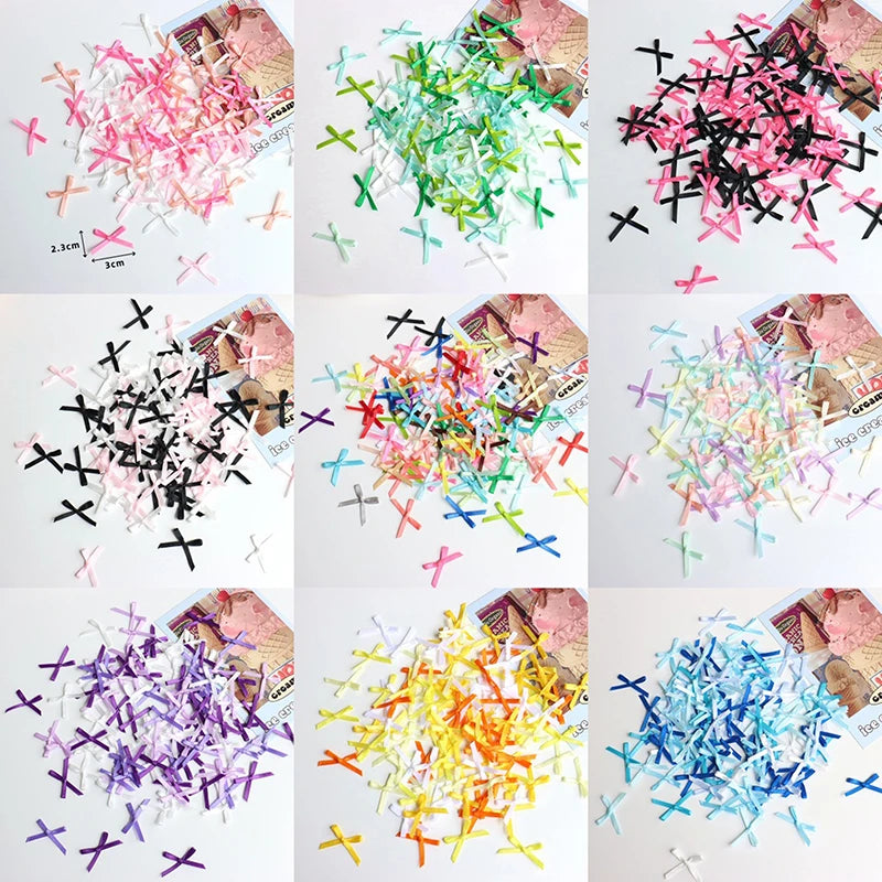 100-Pack Satin Ribbon Bows 20-30mm | DIY Craft & Gift Decor Ribbon Bow Embellishments QXL