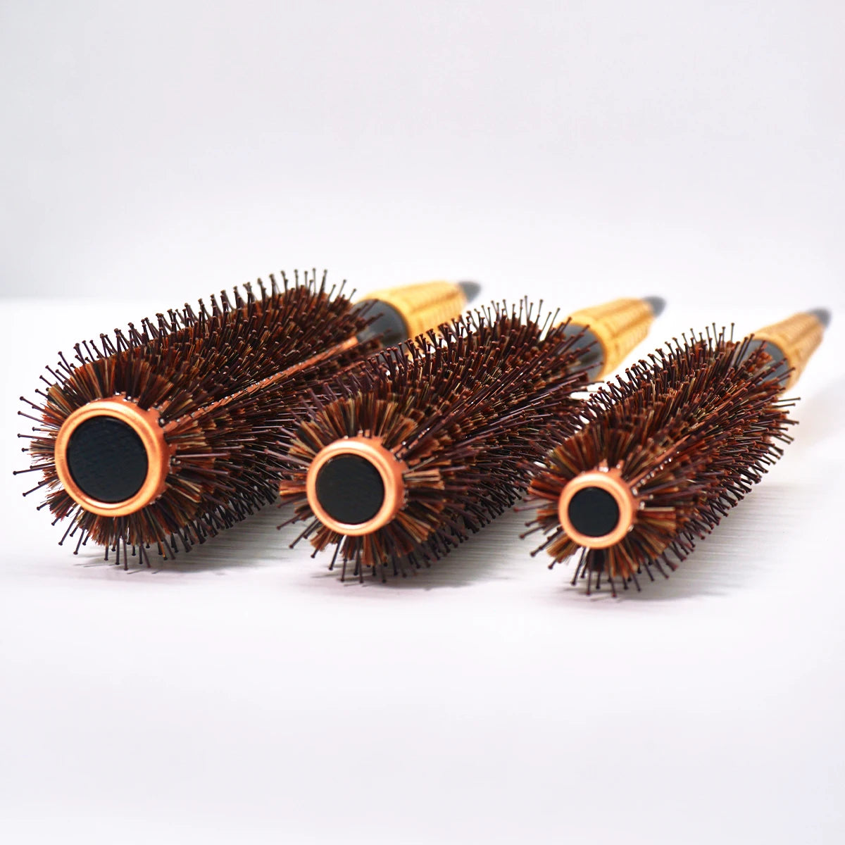 Wood Handle Boar Bristle Round Brush | Anti-Static Styler Boar Bristle Hair Brush QXL