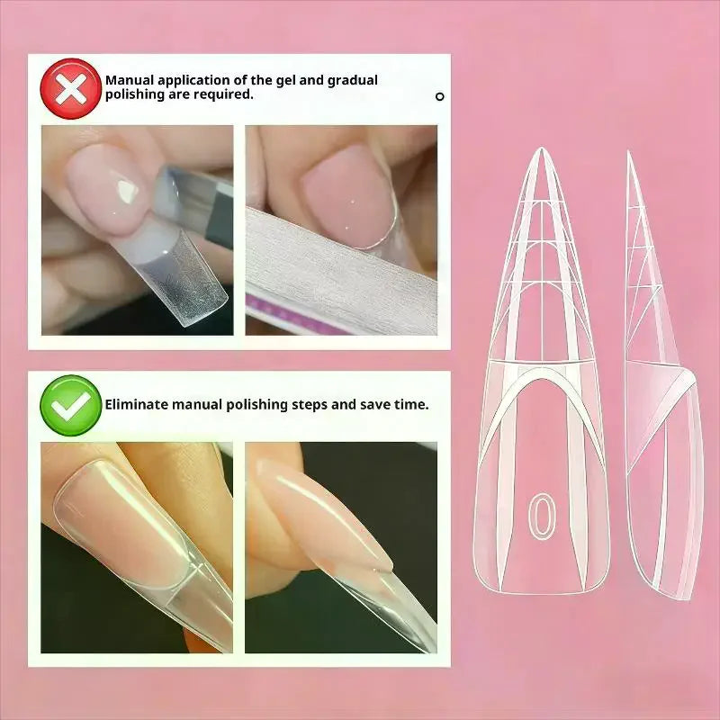 150-Pc Transparent Dual Nail Forms | 15 Sizes French Tip Nail Extension Forms QXL