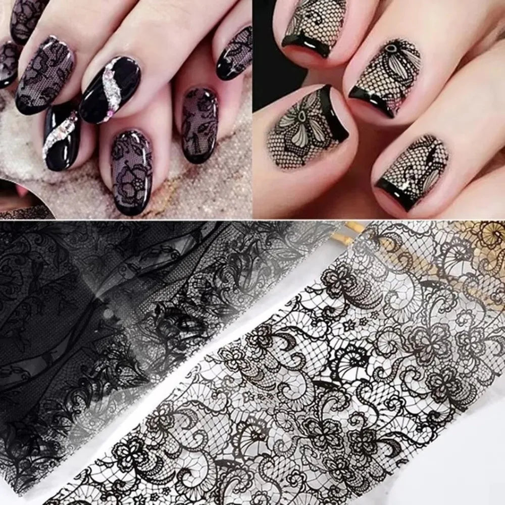 Lace & Leopard Print Nail Foil Stickers | DIY Nail Art Nail Art Foil Stickers QXL