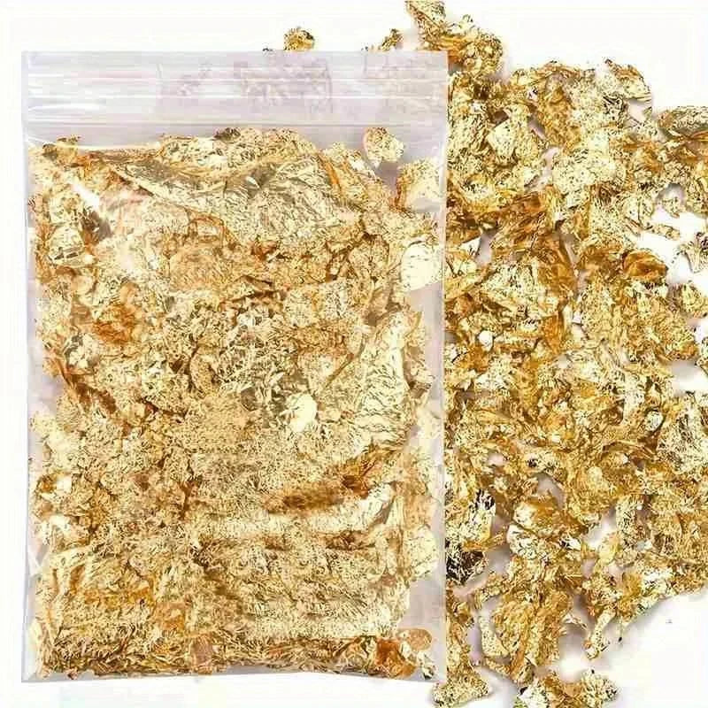 Gold Silver Copper Nail Foil Flakes | Gilding Manicure Set Nail Foil Sheets QXL