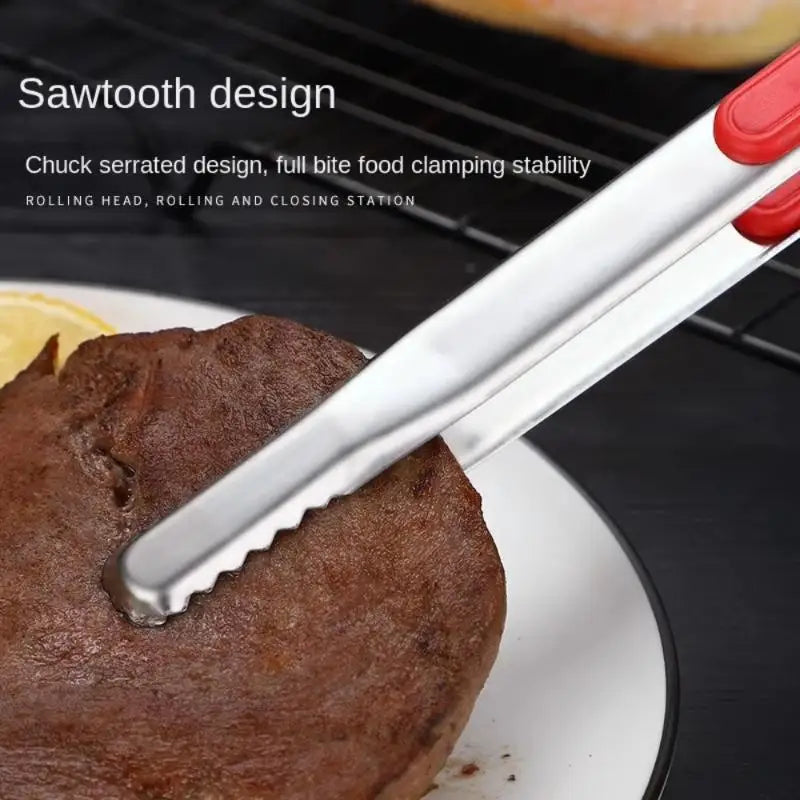 Stainless Steel BBQ Tongs | Non-Slip Multifunction Food Clip BBQ Tongs QXL