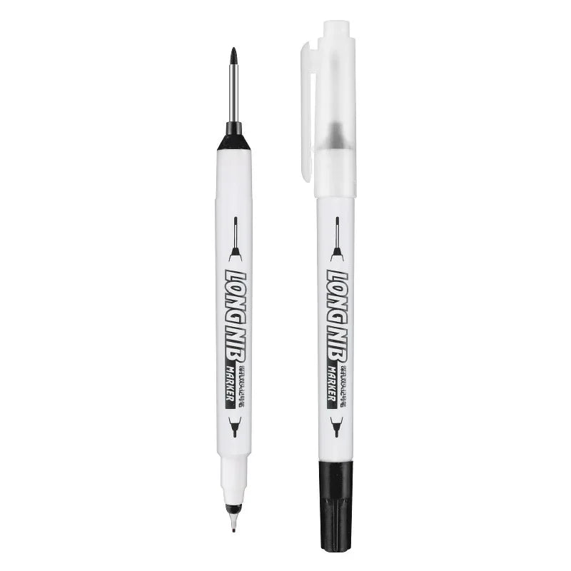 Deep Hole Long Nib Marker Pens | Double-Headed Woodworking Woodworking Marker Pen QXL Black 3Pcs