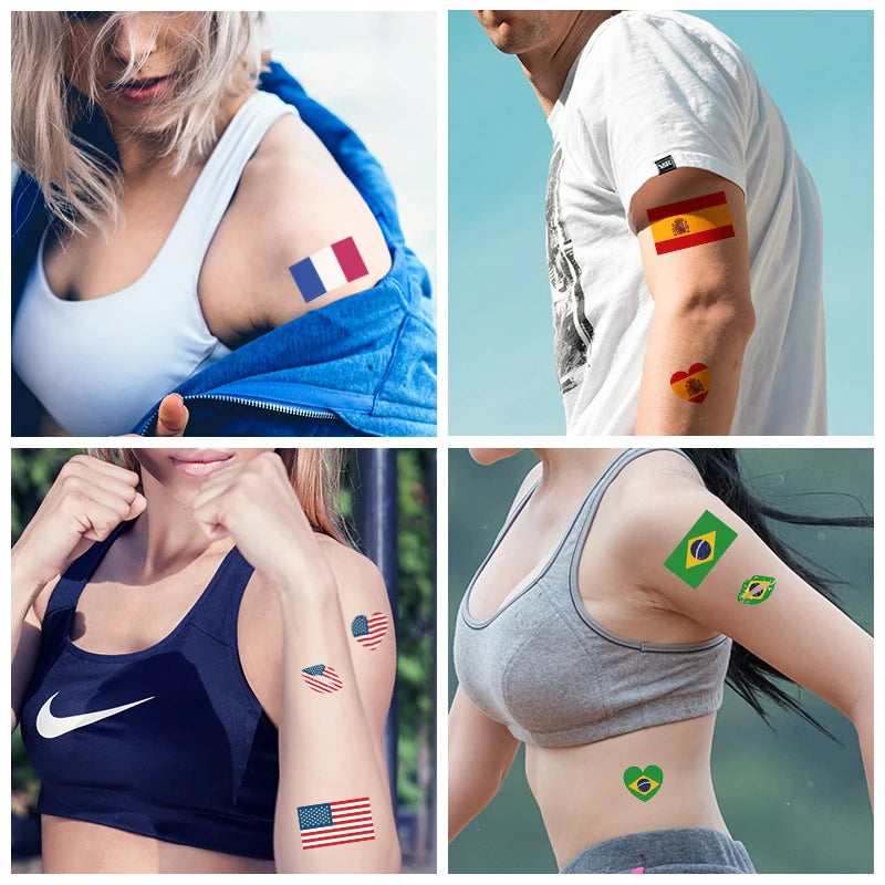 National Flag Body Temporary Tattoos | Football Fan Stickers Temporary Tattoo Stickers QXL