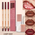 4-Pc Matte Lip Liner & Plumping Lip Oil Set – Waterproof Lip Liner Set QXL SET4