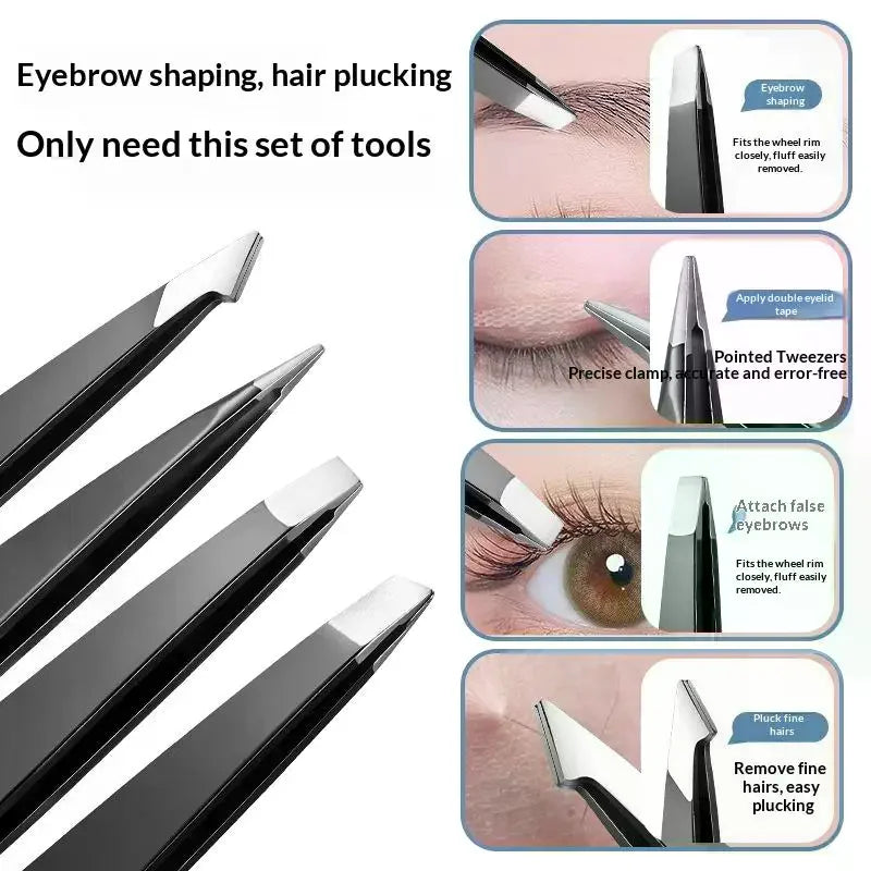 4-Piece Stainless Steel Precision Eyebrow Tweezers Set Eyebrow Tweezers Set QXL
