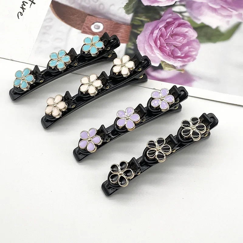 Duckbill Hair Clip | Braided Flower Bangs & Side Clip Hair Clip QXL