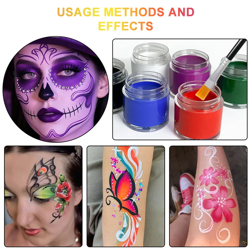 10g Face & Body Oil Paint Cream with Brush | Halloween Cosplay Face & Body Paint QXL