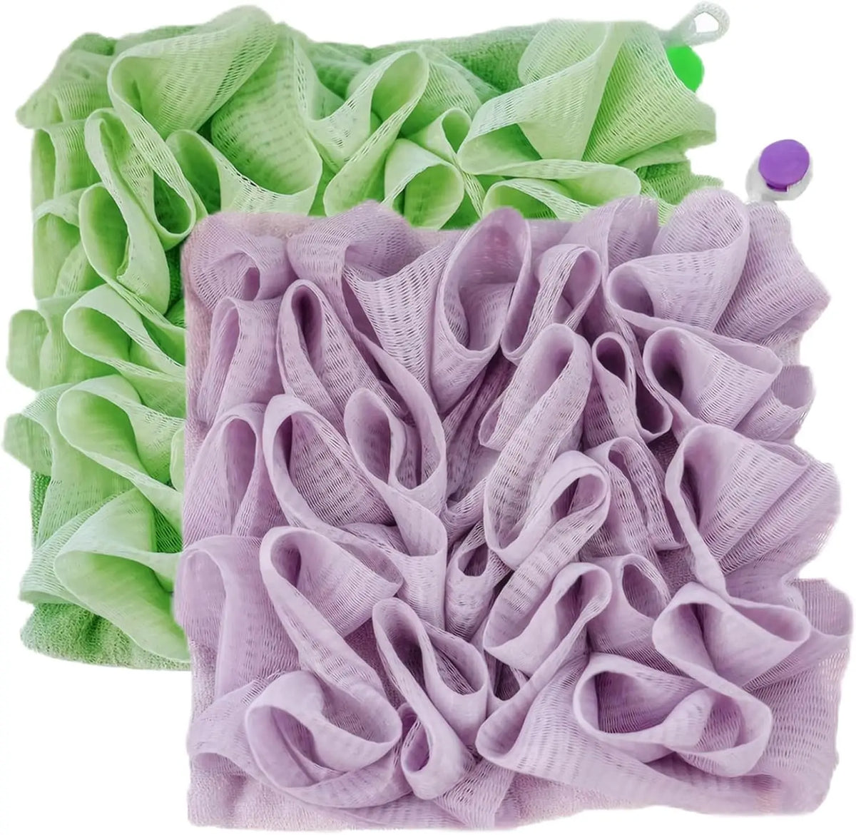 2-Pack 2-in-1 Mesh Loofah & Soap Storage Washcloth Set Exfoliating Bath Loofah QXL