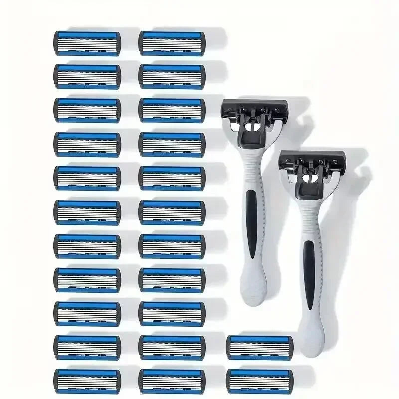 Vvocci Men's 6-Layer Safety Razor | 1 Handle + 12 Blades Men's Safety Razor QXL