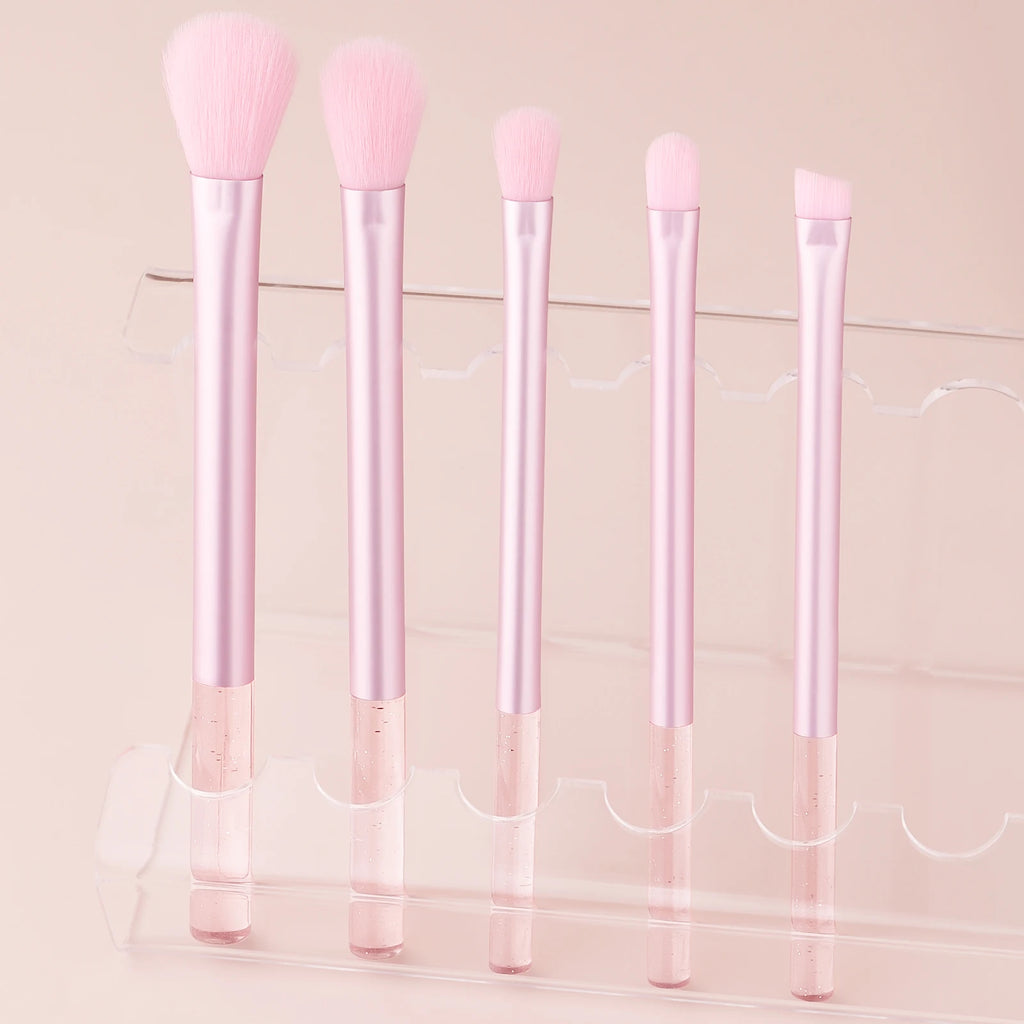 5-Pc Glitter Makeup Brush Set | Blush Eyeshadow Brow Brushes Makeup Brush Set QXL