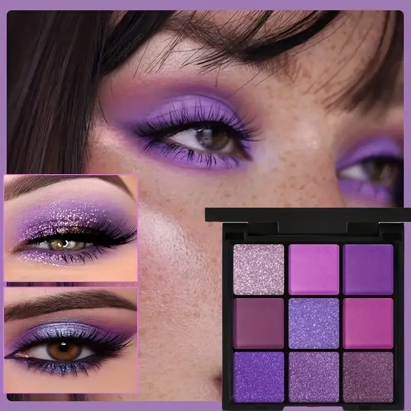 VERONNI 9-Color Purple Eyeshadow Palette | Matte & Shimmer Eyeshadow Palette QXL