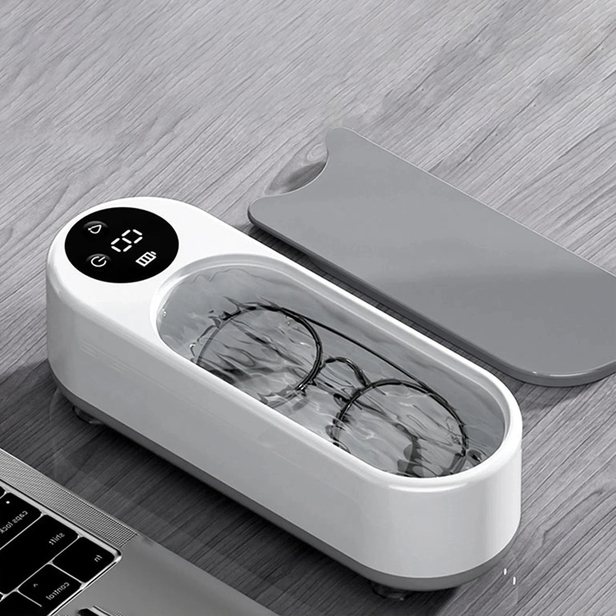 Wireless High-Frequency Eyewear Cleaner | 5W Ultrasonic Machine Eyewear Cleaning Machine QXL B Grey-5