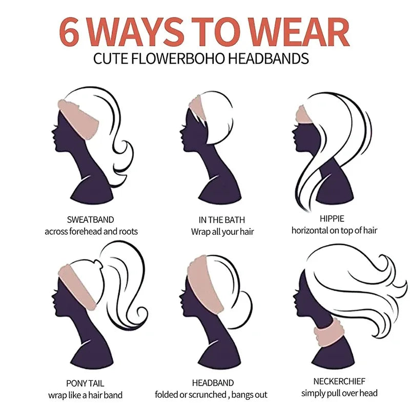 Boho Wide Knot Turban Headband – Elastic Headwrap for Women Turban Headband QXL