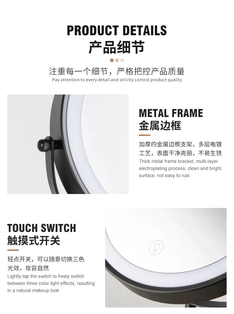 Wall-Mount LED Makeup Mirror | Double-Sided 3–10x Magnifying LED Vanity Mirror QXL