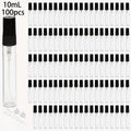 100-Pack 10ml Refillable Glass Spray Bottles with Droppers & Funnels Glass Spray Bottle Set QXL Glass Black Cap 5ml