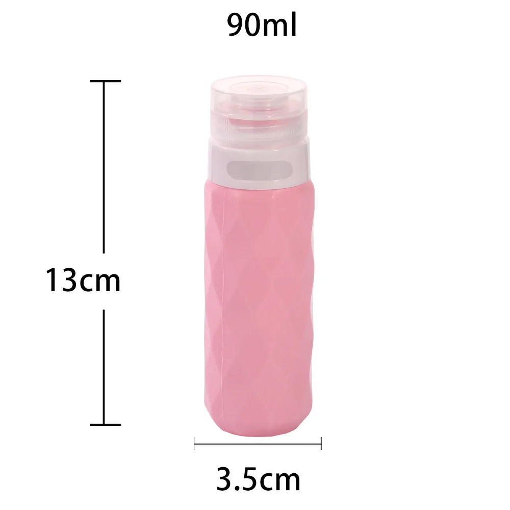 4-Pack 3oz Leak-Proof Silicone Travel Bottles + Toiletry Bag Travel Bottle Set QXL