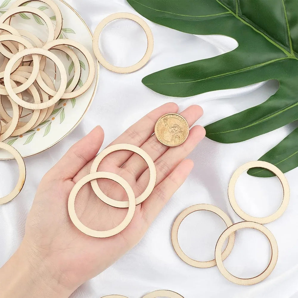 100-Pack Unfinished Wood Ring Slices 5cm | DIY Craft Blanks Wood Craft Blanks QXL
