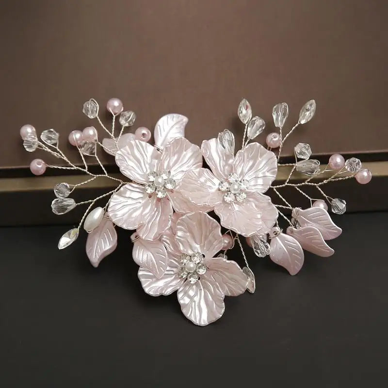Crystal Pearl Flower Bridal Hairpin | Handmade Wedding Hair Bridal Hair Accessory QXL A3