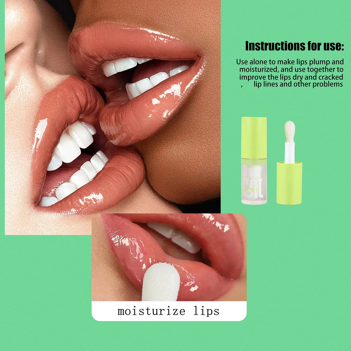 MAXFINE Green Mirror Lip Gloss – Plumping & Moisturizing Lip Gloss QXL