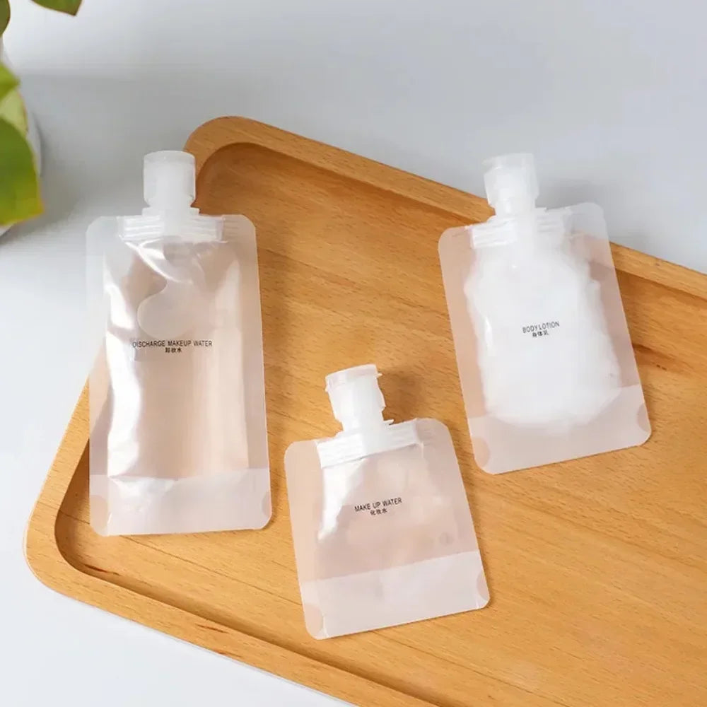 5-Pack Refillable Travel Squeeze Pouches | 30/50/100ml Travel Squeeze Pouches QXL