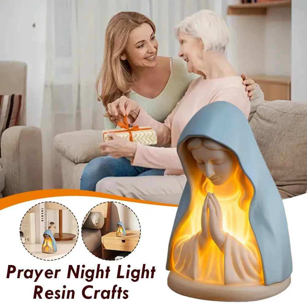 Praying Angel LED Night Light Resin Figurine | Spiritual Decor Resin Decorative Figurine QXL