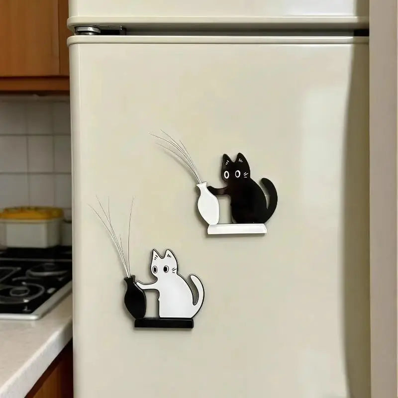 Acrylic Cat Whisker Magnetic Holder | Cartoon Fridge Ornament Decorative Fridge Magnet QXL