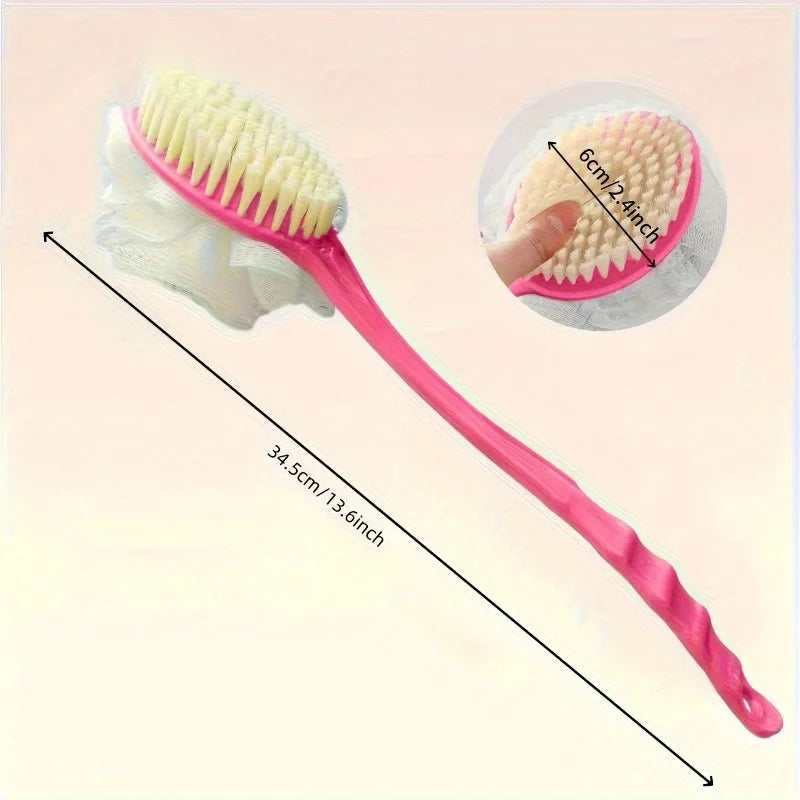 Double-Sided Long Handle Bath Brush | Back Scrubber & Exfoliator Bath Brush Scrubber QXL