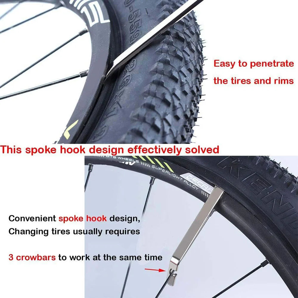 Stainless Steel Bike Tyre Levers | 3 & 5 Piece Repair Set Bike Tyre Levers QXL