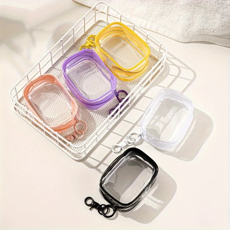 2-Pack Clear PVC Zipper Pouches | Candy-Color Mini Storage Bags Mini Zipper Pouch QXL