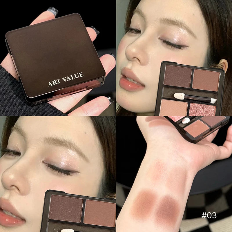 Art Value 4-Color Eyeshadow Palette | Glitter Shimmer Matte Eyeshadow Palette QXL
