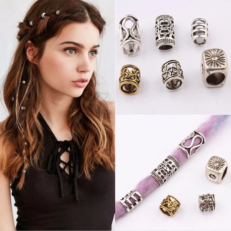 5-Pack Viking Dreadlock Beads | Large Hole Braid Accessories Hair Braid Beads QXL