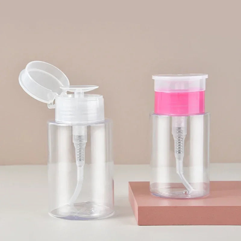 Refillable Press Pump Dispenser Bottle | Nail & Makeup 100–200ml Pump Dispenser Bottle QXL