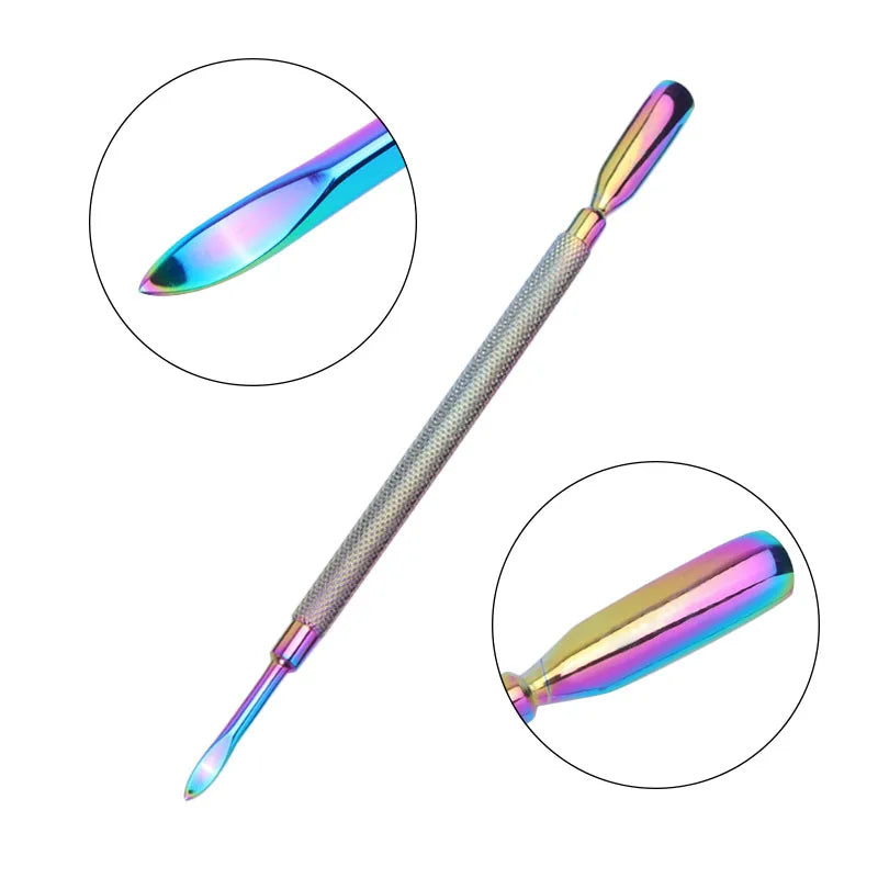Rainbow Stainless Steel Cuticle Pusher & Nail Art Tool Cuticle Pusher Tool QXL