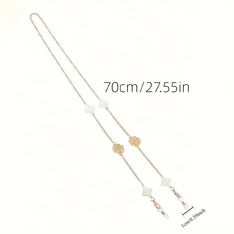 Camellia Flower Glasses Chain | Anti-Slip Eyewear Lanyard Glasses Chain Lanyard QXL