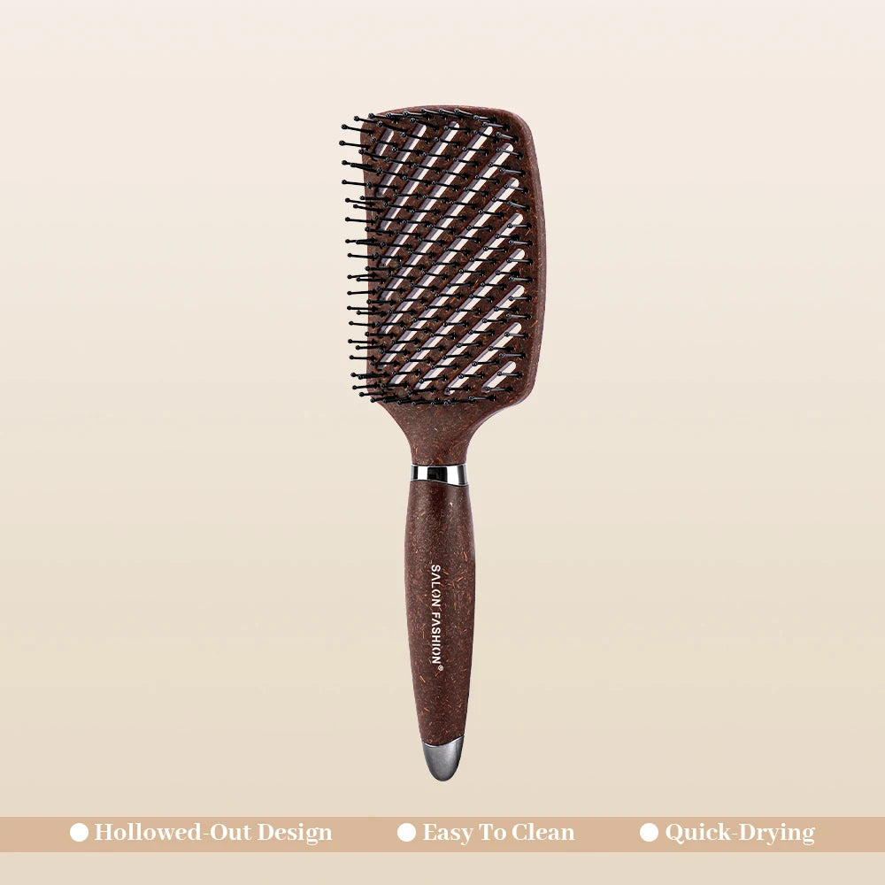 Hollow Out Anti-Static Hair Brush | All Hair Types Hair Brush QXL 3165SY-Coffee