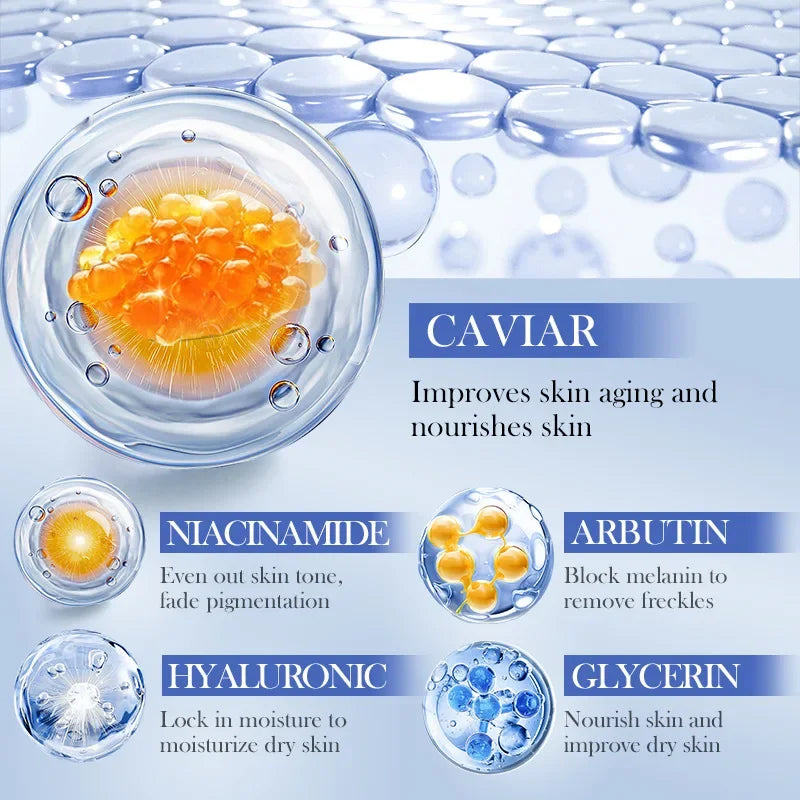 SADOER Caviar Hyaluronic Acid Face Masks 5-Pack | Brightening Hydrating Sheet Mask QXL