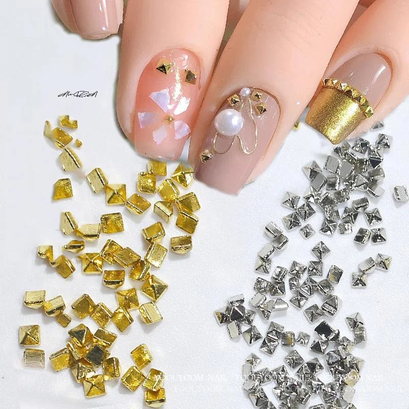 200-Pc Metal Rivet Nail Art Studs | Gold & Silver Punk Charms Nail Art Studs QXL