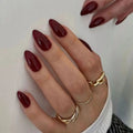 24-Pack Long Almond Press-On Nails – French Cherry Red Tips Press-On Nail Tips QXL A